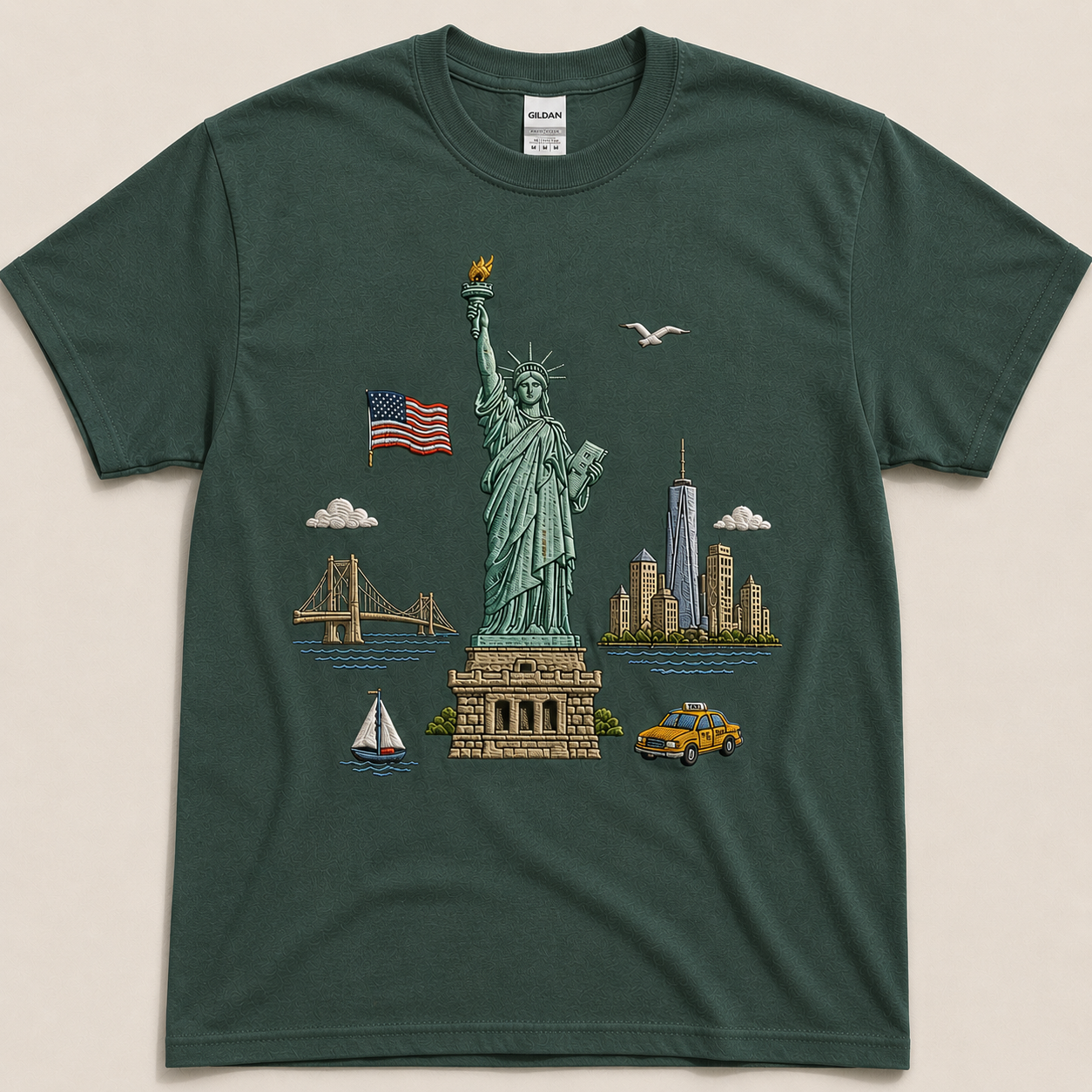STATUE OF LIBERTY EMBROIDERED TEE BS-00001