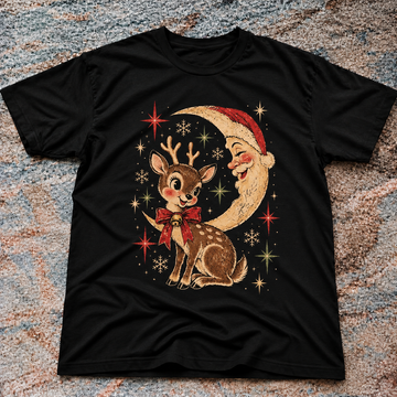 Santa Reindeer Moon Snowflake Christmas SHIRT HHUE - 164