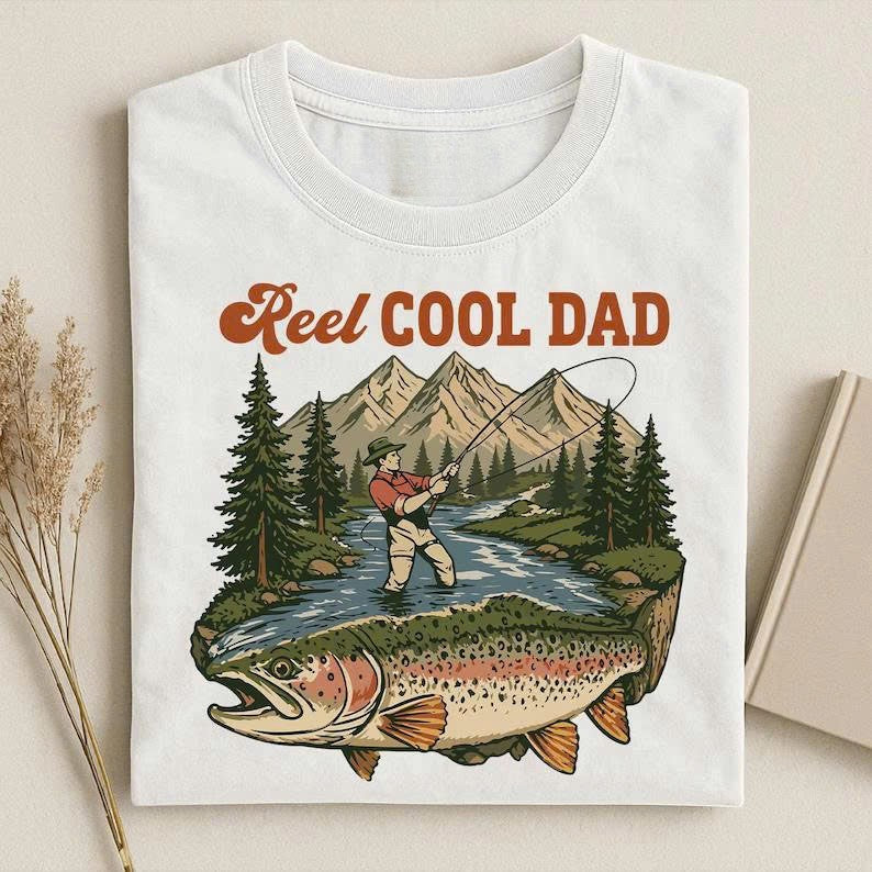 FUNNY FISHING DAD SHIRT, VINTAGE DAD DAY T-SHIRT LL - 0197