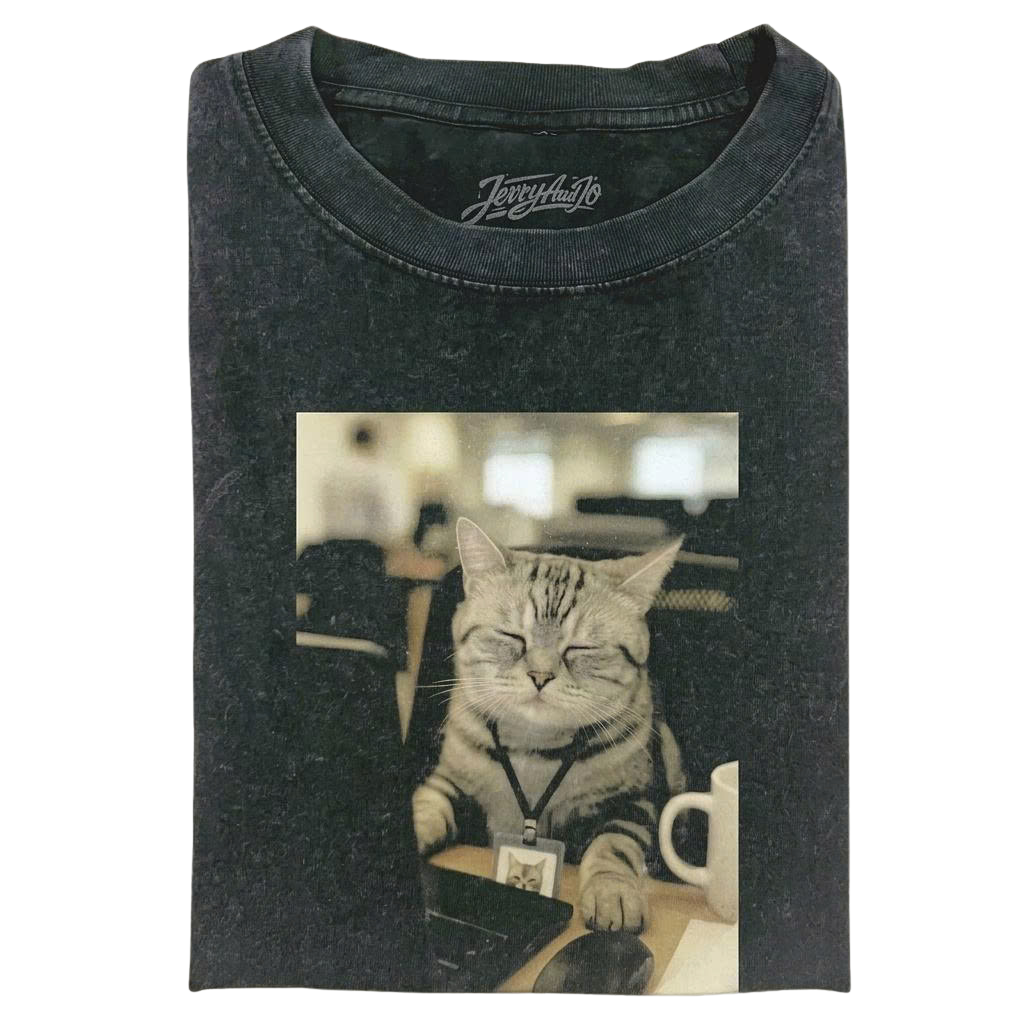 CORPORATE CAT OVERWORKED & UNDERPAID GRAPHIC TEE LL - 0112