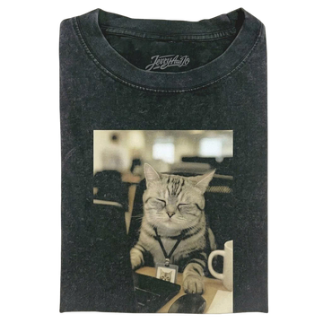 CORPORATE CAT OVERWORKED & UNDERPAID GRAPHIC TEE LL - 0112