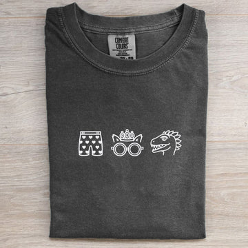 CARL'S HEART BOXERS, PRINCESS DONUT, AND MONGO T-SHIRT HHUE - 155