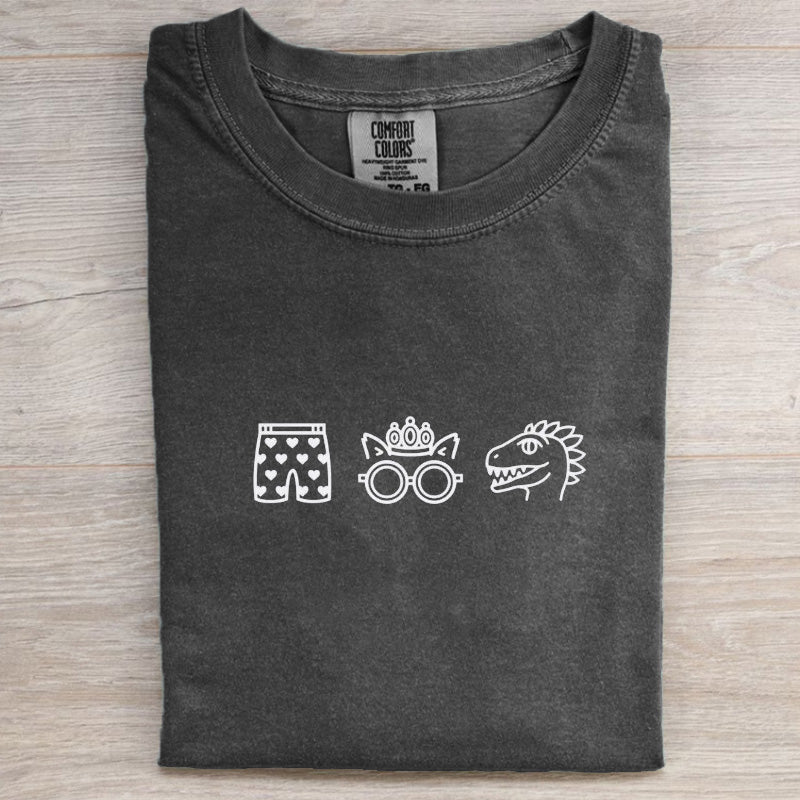 CARL'S HEART BOXERS, PRINCESS DONUT, AND MONGO T-SHIRT HHUE - 155