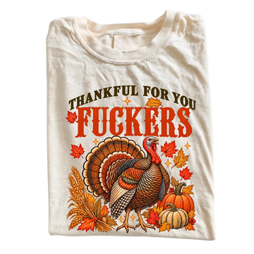 VINTAGE 90S THANKFUL FOR YOU FUCKERS THANKSGIVING SHIRT, FUNNY TURKEY GRAPHIC TEE LL - 0322