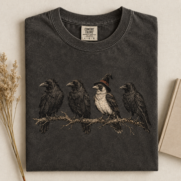 3 Crows 1 Odd Bird Shirt, Vintage Gothic Crow T-Shirt, Witchy Bird Lover Tee B-00185