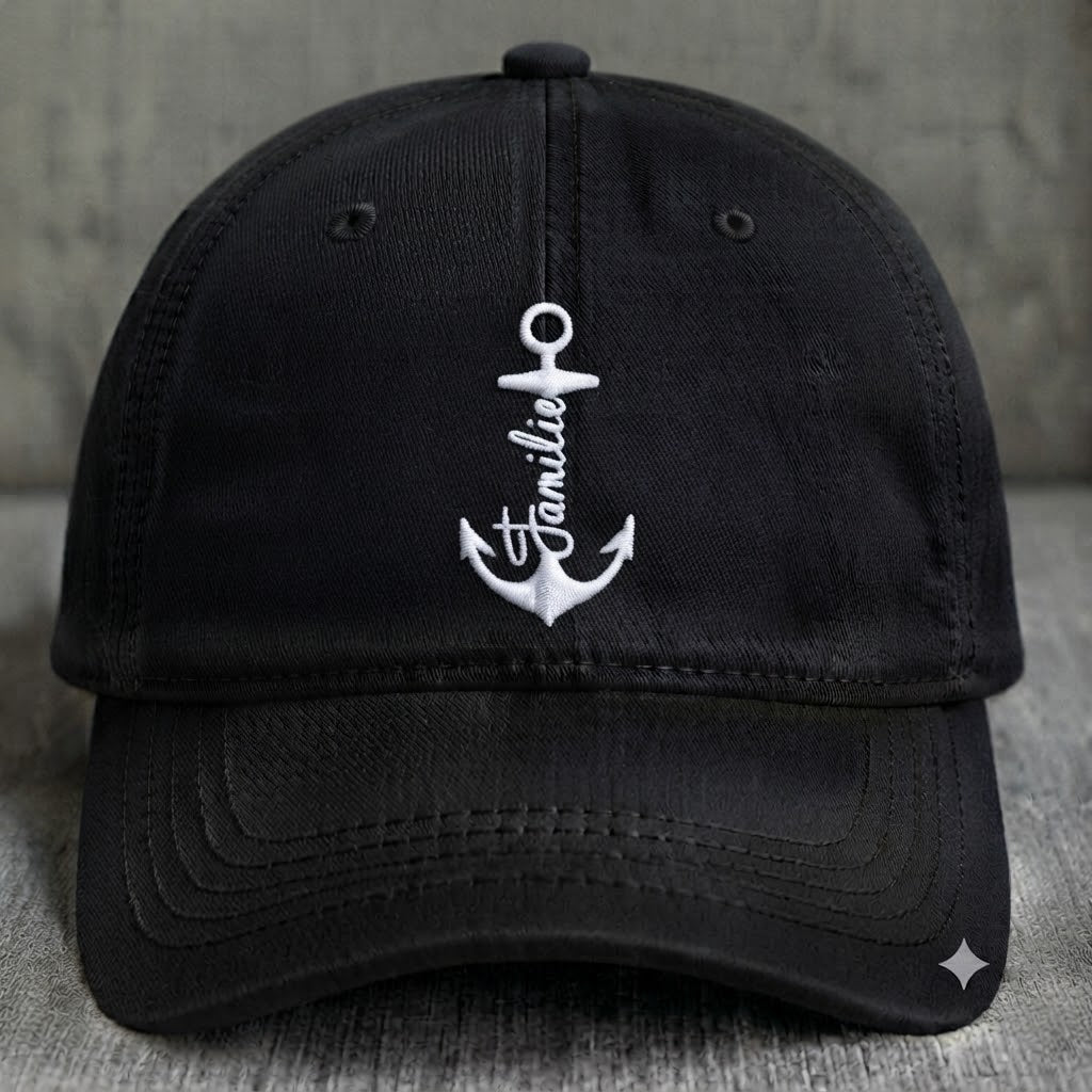 FAMILY ANCHOR EMBROIDERED BLACK DAD HAT BS-0018
