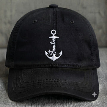 FAMILY ANCHOR EMBROIDERED BLACK DAD HAT BS-0018