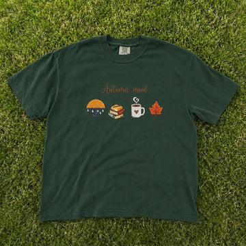 Autumn Mood Cozy Fall Icons Embroidered Tee CT-0097