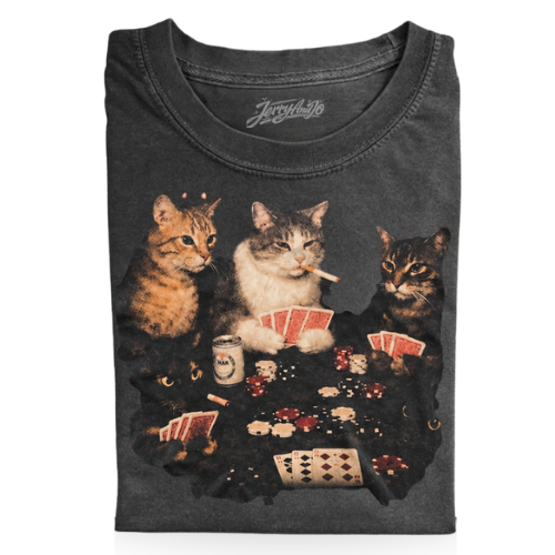 FUNNY GAMBLING CAT GRAPHIC SHIRT NN-0002