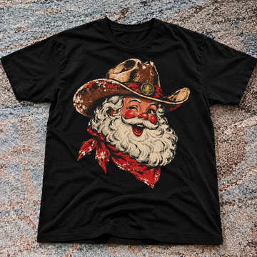 Cowboy Santa Claus Western Christmas Holiday SHIRT HHUE - 172