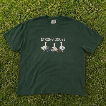 Funny Strong Goose Fitness Theme Embroidered Tee CT-0094
