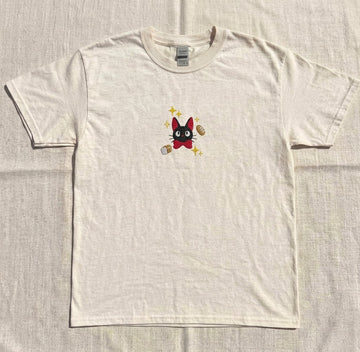EMBROIDERED JIJI AND BREAD ANIME CAT SHIRT HHUE - 058