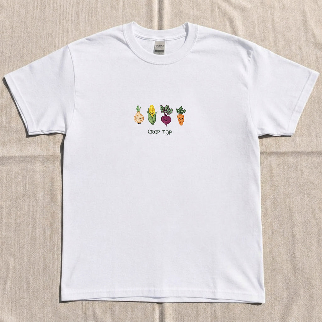 Embroidered Gardening Crop Top T-Shirt AK-028