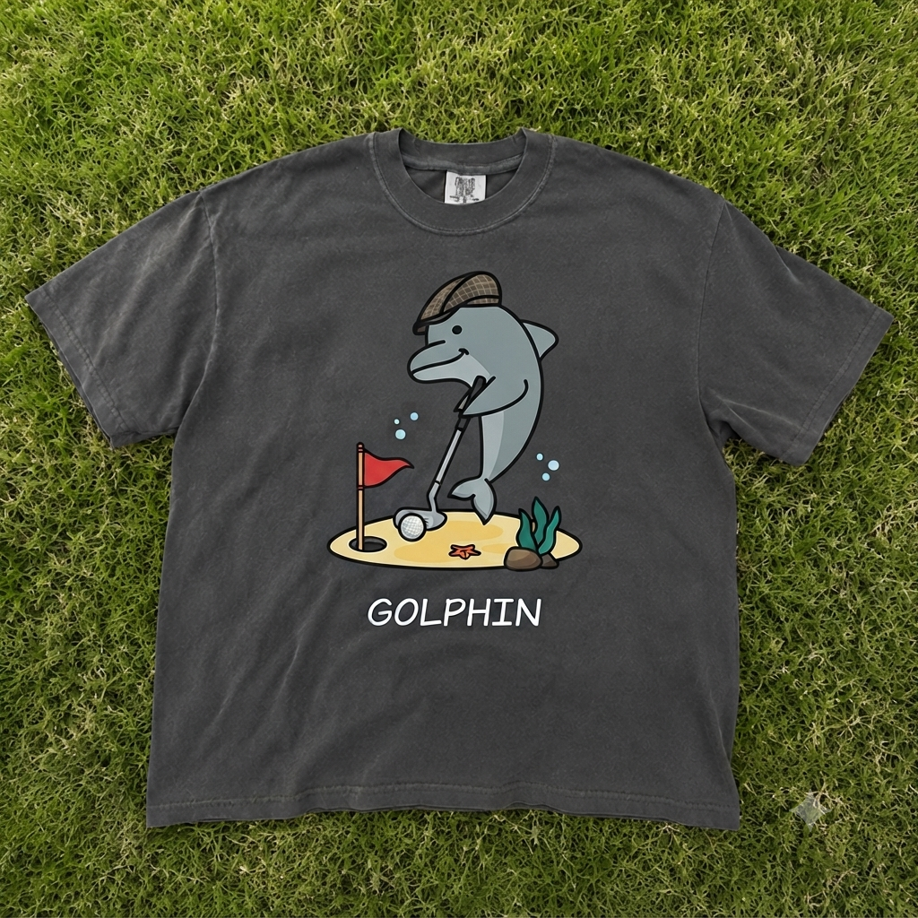 Vintage Funny Cute Golphin  T-Shirt  AK-038