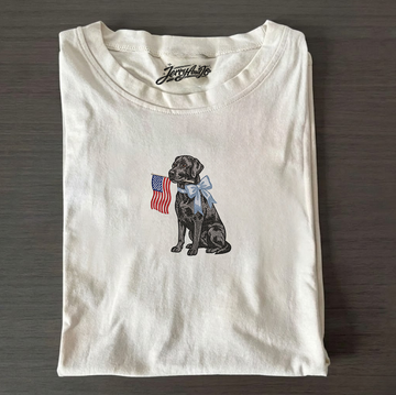 BLACK LABRADOR PATRIOTIC EMBROIDERED TEE MC-0009