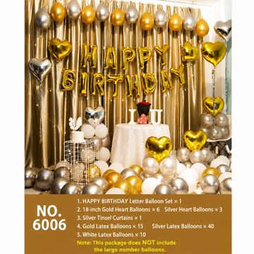 Gold & Silver Happy Birthday Balloon Decoration Kit