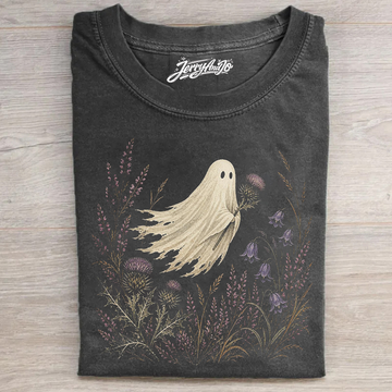 Thistle Ghost Floral T-shirt Boho Flower Graphic Shirt Halloween Vibes Kawaii B-00167