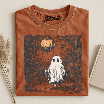 Ghost Pumpkin Balloon Graphic T-shirt Kawaii Halloween Vibes B-00168