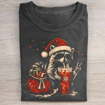 Funny Christmas Raccoon T-shirt - MT-0002
