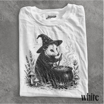 VINTAGE WITCH OPOSSUM GRAPHIC TEE, RETRO WOODLAND MAGIC SHIRT BT-00121