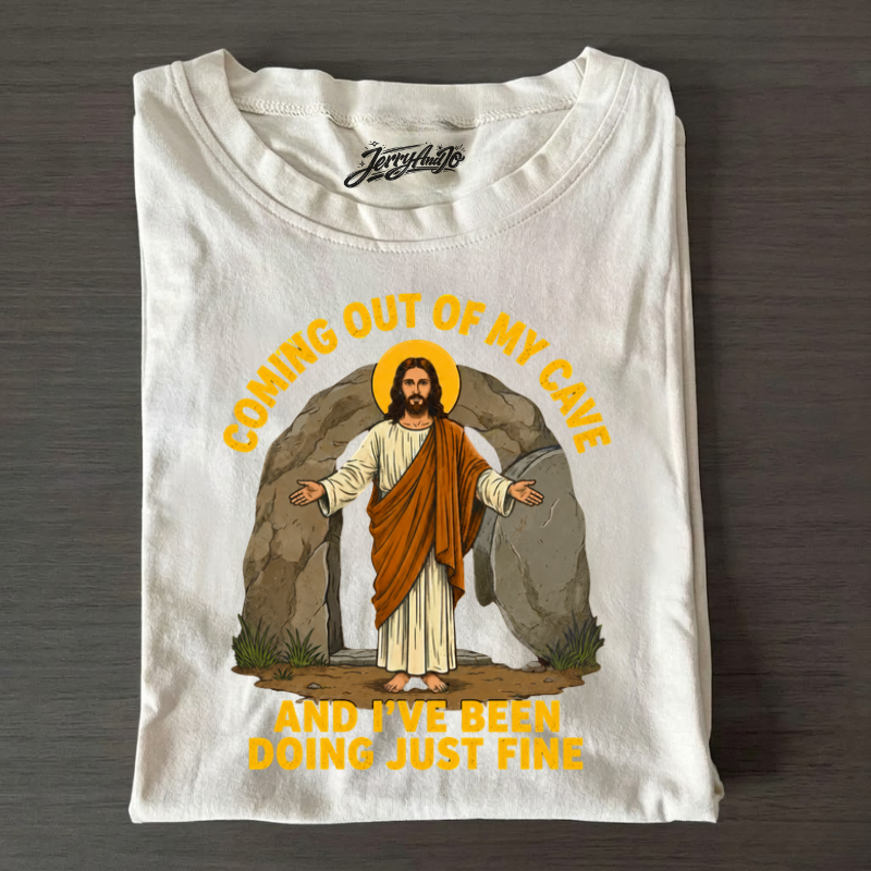 COMING OUT OF MY CAVE CHRISTIAN TEE LL - 0002