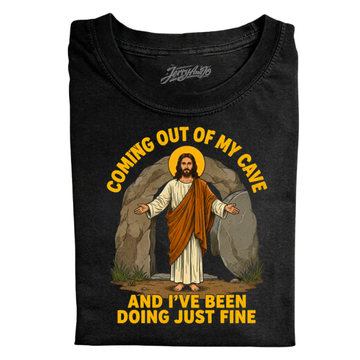 COMING OUT OF MY CAVE CHRISTIAN TEE LL - 0002