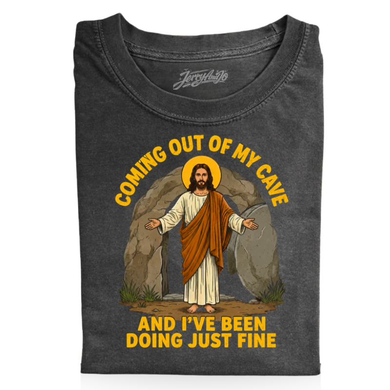 COMING OUT OF MY CAVE CHRISTIAN TEE LL - 0002
