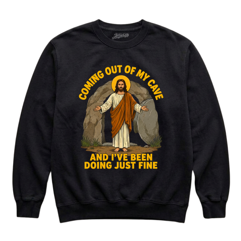 COMING OUT OF MY CAVE CHRISTIAN TEE LL - 0002