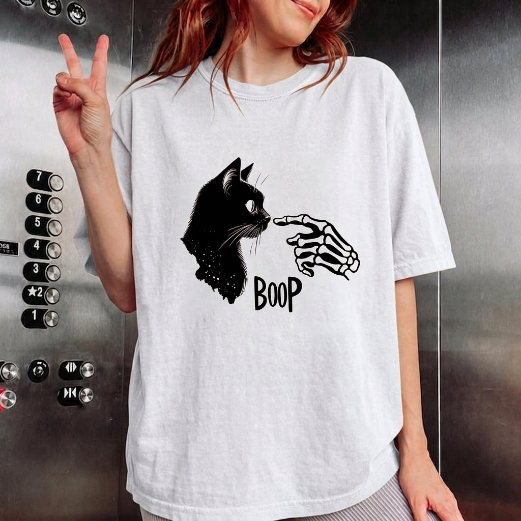 CAT HALLOWEEN SHIRT, SKELETON CAT T-SHIRT TR-00280