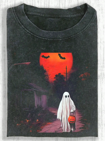 VINTAGE HALLOWEEN GHOST GRAPHIC T-SHIRT LL - 0160