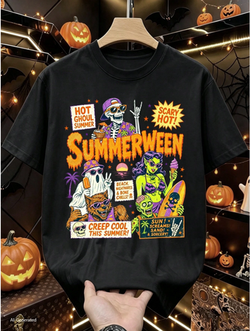 MANFINITY DAUOMO HALLOWEEN VINTAGE RETRO T-SHIRT, HOT GHOST SUMMER  LL - 0301