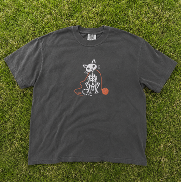 SPOOKY SEASON SKELETON CAT EMBROIDERED TEE TR-0061