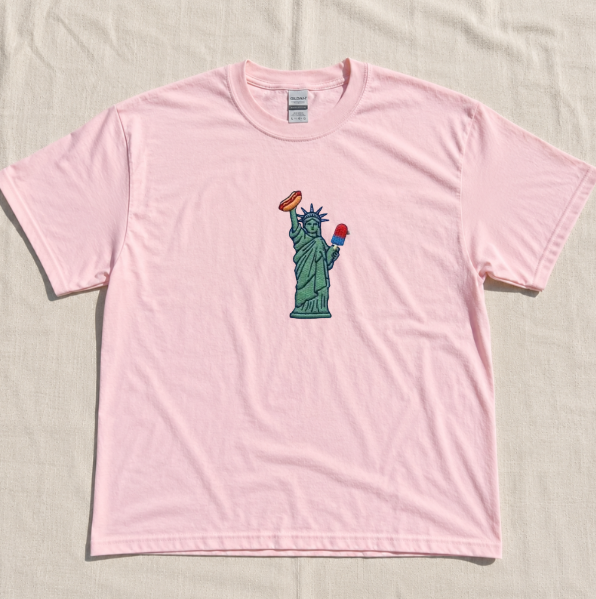 PATRIOTIC STATUE OF LIBERTY EMBROIDERED TEE TR-0062