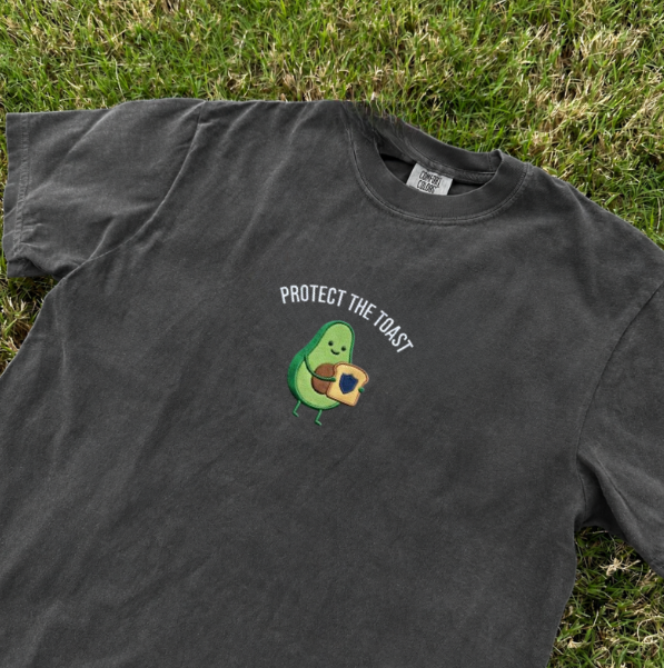 EMBROIDERED PROTECT THE TOAST SHIRT, AVOCADO EMBROIDERED TEE TR-0063