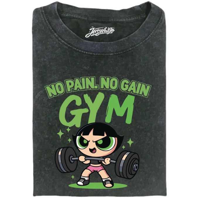 VINTAGE POWERPULL BUTTERCUP NO PAIN NO GAIN STRONG GIRL GYM SHIRT XIU-0106