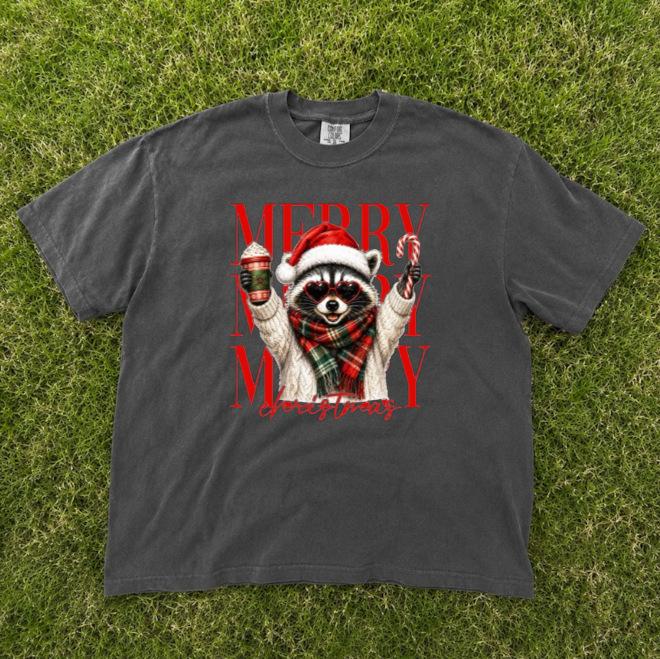 RACCON CHRISTMAS TEE, FUNNY CHRISTMAS RACCOON TEE BN-00239