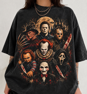 CLASSIC HORROR HALLOWEEN CHARACTERS T-SHIRT TR-00304