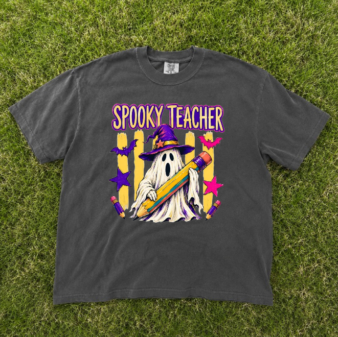 SPOOKY TEACHER TEE, HALLOWEEN GHOST WITCH AND PENCIL TEE BN-00160