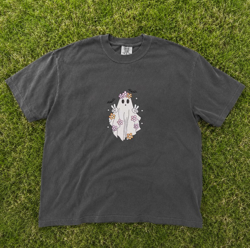 EMBROIDERED CUTE GHOST HALLOWEEN TEE XIU-0050