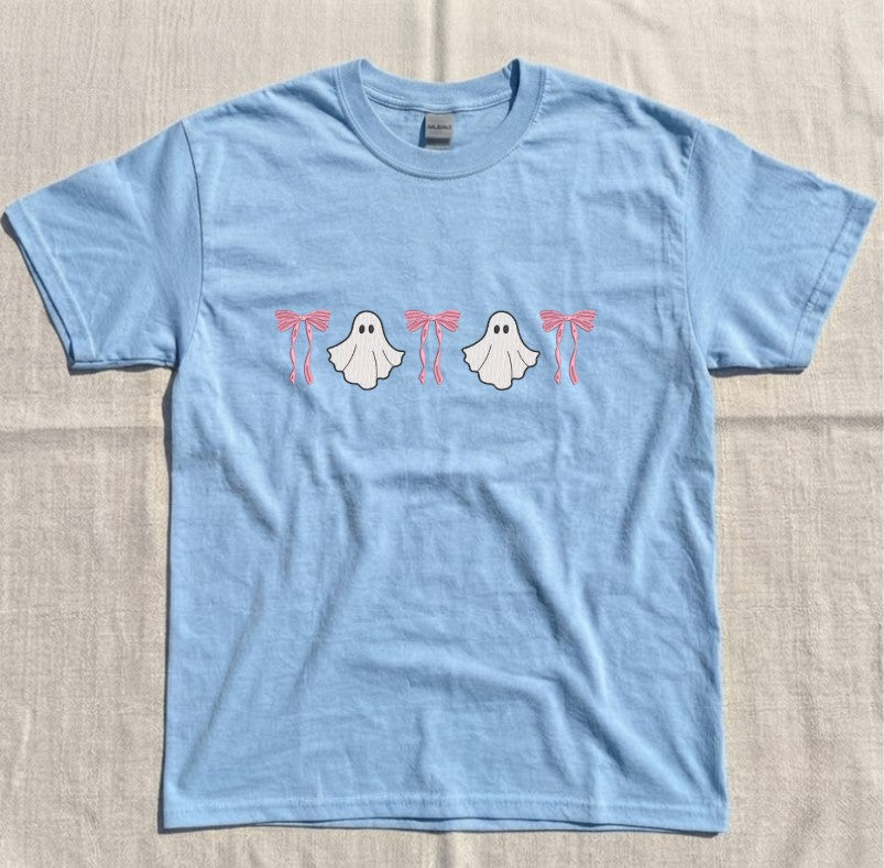 EMBROIDERED COQUETTE GHOST  HALLOWEEN TEE XIU-0051