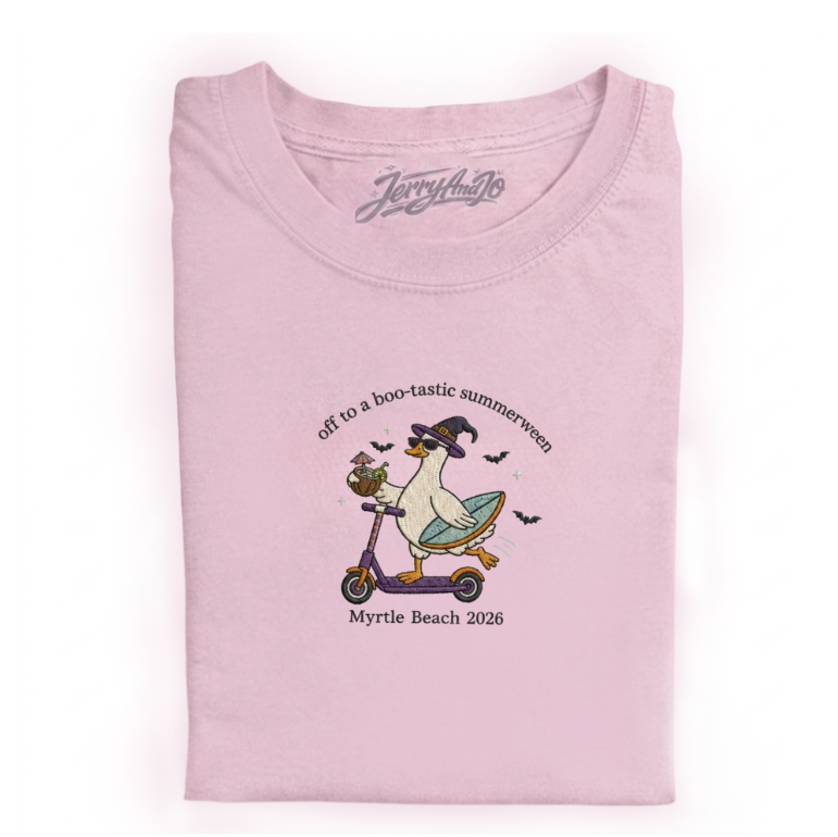 OFF TO BOO-TASTIC SUMMERWEEN GOOSE EMBROIDERED TEE TR-0009