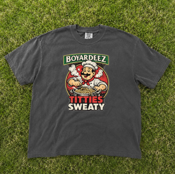 BOYARDEEZ TITTIES SWEATY TEE, FUNNY RETRO MEME TEE BN-00240