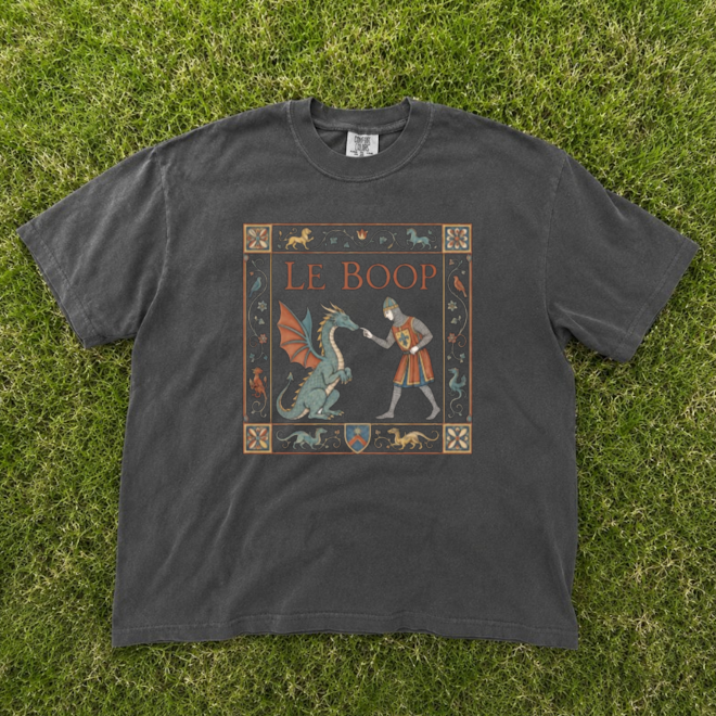 LEE BOOP DRAGON TEE, FUNNY KNIGHT AND DRAGON TEE, FANTASY MEME LOVER GIFT TEE BN-00226