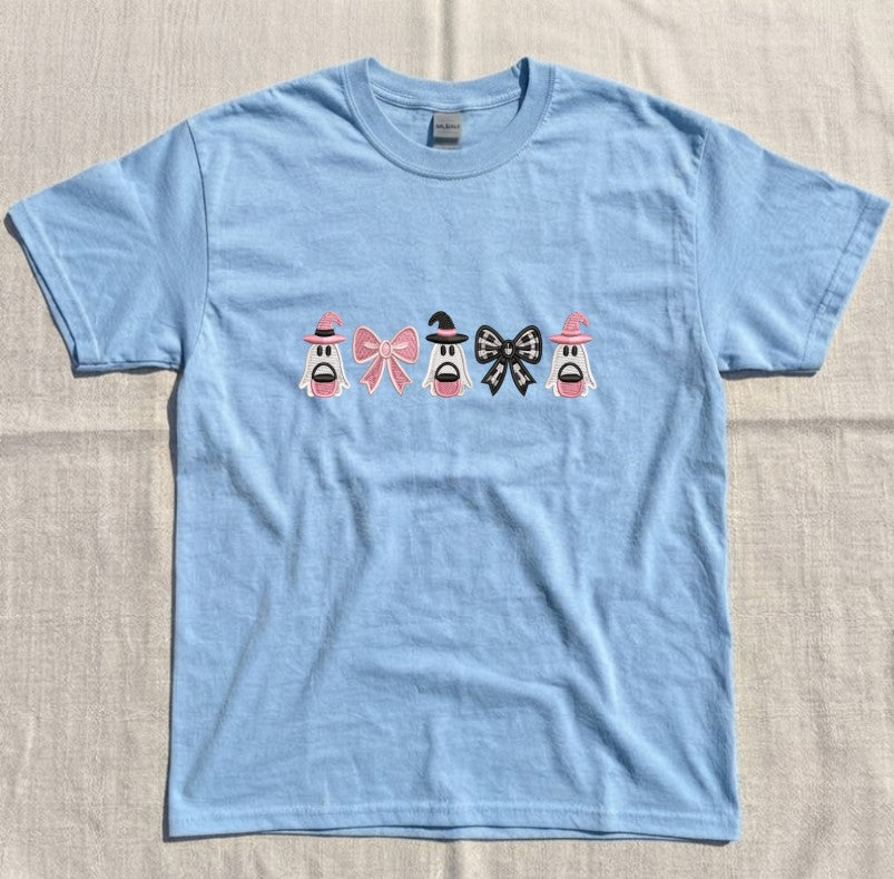 EMBROIDERED BOW GHOST WITCH HALLOWEEN TEE XIU-0055