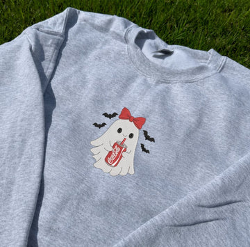 EMBROIDERED COQUETTE GHOST DIET BOW MACHINE HALLOWEEN TEE XIU-0058