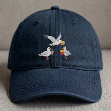 EMBROIDERED SEAGULL STEALING FOOD HAT TR-0002