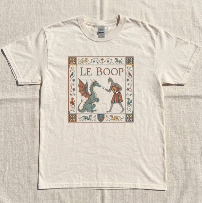 LEE BOOP DRAGON TEE, FUNNY KNIGHT AND DRAGON TEE, FANTASY MEME LOVER GIFT TEE BN-00226