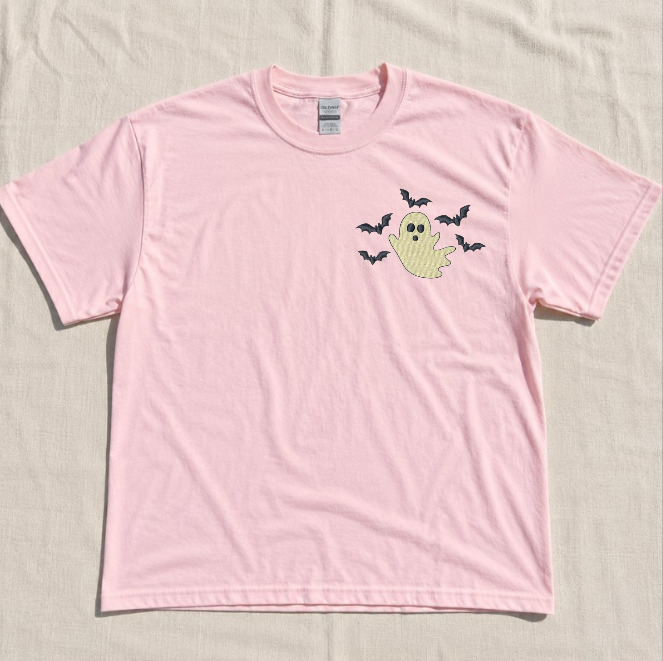 GHOST & BATS EMBROIDERED TEE BN-00038