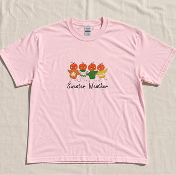 EMBROIDERED WEATHER FALL PUMPKIN MACHINE HALLOWEEN TEE XIU-0060