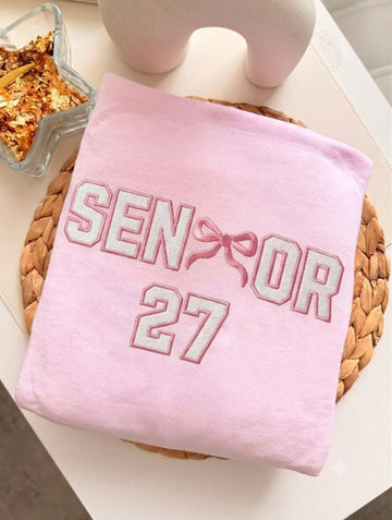 SENIOR 2027 BOW EMBROIDERED SWEATSHIRT, COQUETTE CLASS OF 2027 SHIRT PH-0094